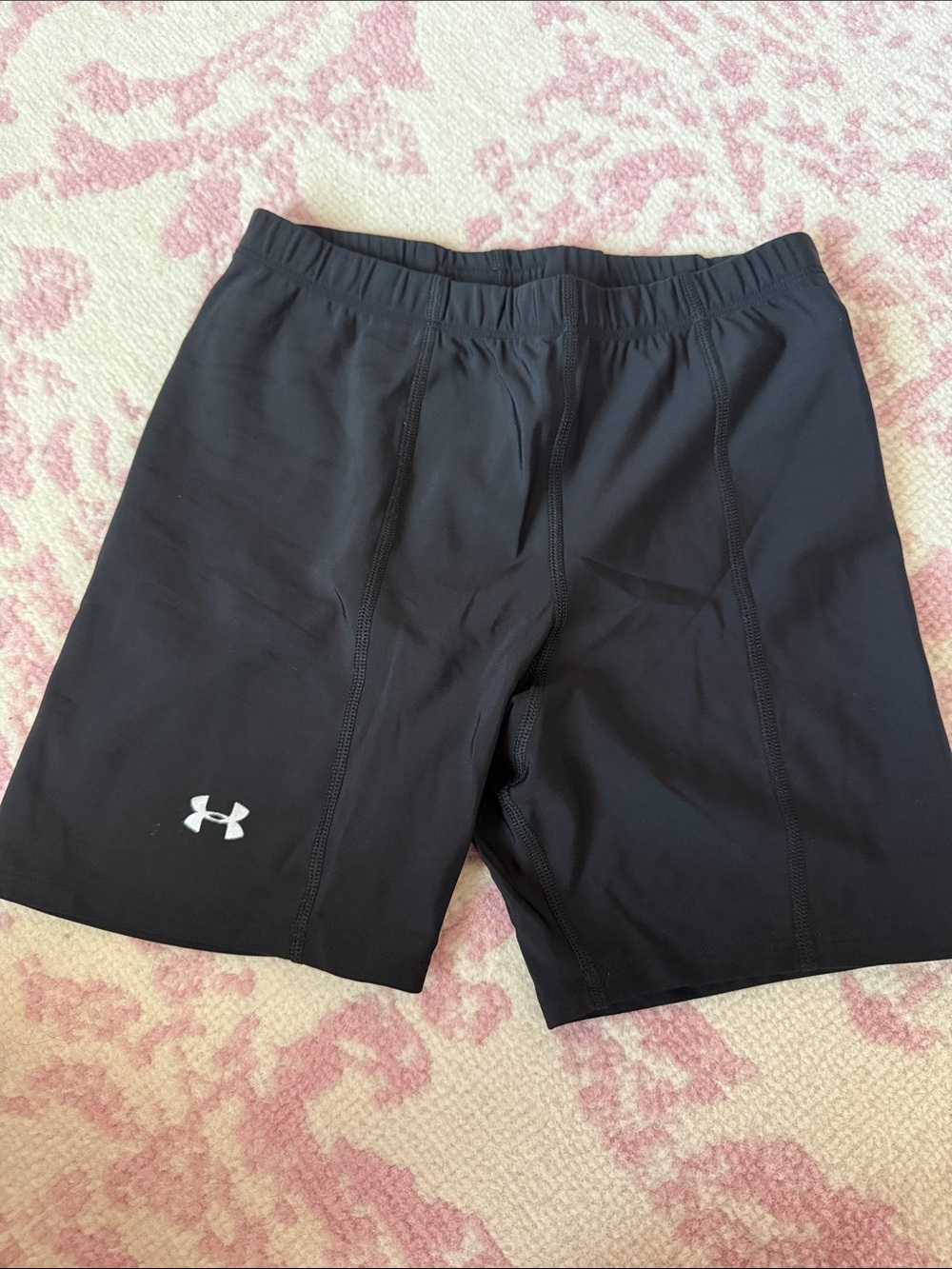 Under Armour Black Training Compression Shorts with White Logo